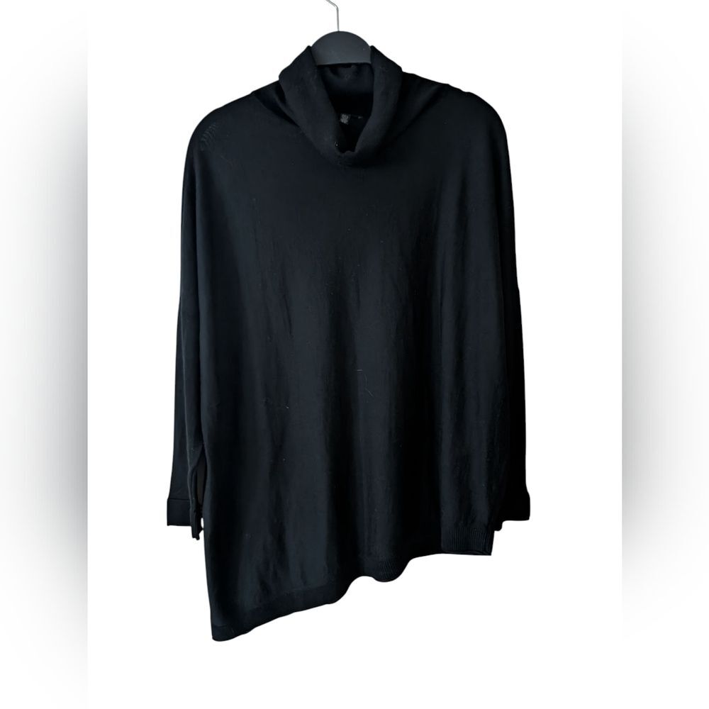 Eileen‎ Fisher Black Asymmetric Turtleneck Flowy Top Size Large